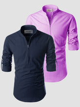 Mens Casual ZIP Style Full Sleeve Cotton Kurta (Pack 2)